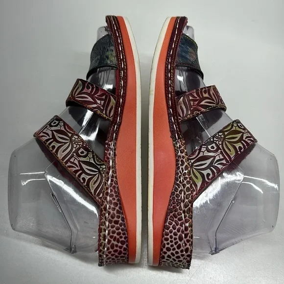 L'Aritste by Spring Step Caiman Sandals Shoes Open Toe Leather Floral Size 37 7 - Picture 6 of 9